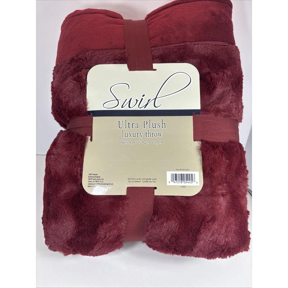 Charter Club Swirl Home Ultra Plush Lounge Luxury Throw Red 60x70 Blanket NWT